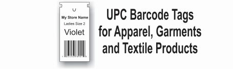 UPC tags for Garment, apparel and textile items
