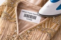 Theatre Department dress with iron on barcode label