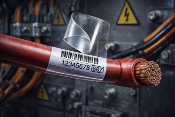 self laminating cable barcode label wrapped on electrical wire