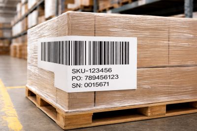 Black and White Rugged Durability Pallet Labels